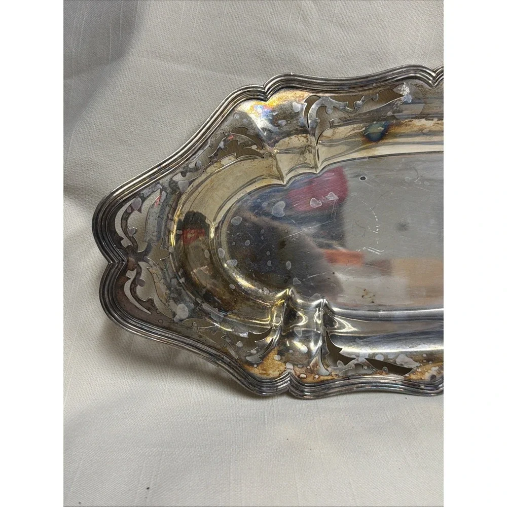 Vintage Silverplate Oval Serving Tray‎ Victorian Style sheffield reproduction